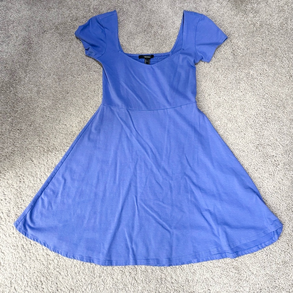 H&M Blue A-Line Flutter Sleeve Mini Dress